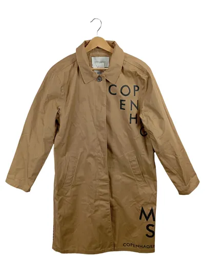Copenhagen Muse Damen Trenchcoat Beige Gr. 40 L Schriftzug Logo Print Casual