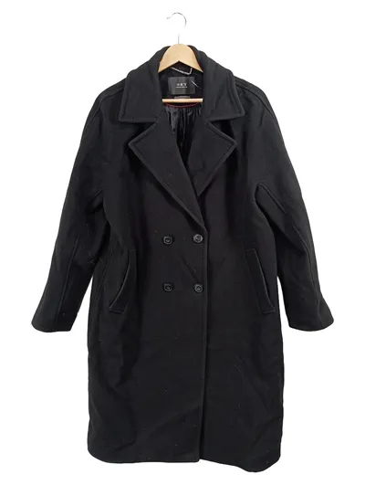 SET Damen Wollmantel Schwarz Gr. 40 L Klassisch Zweireiher