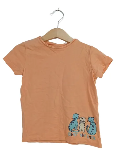 s.Oliver T-Shirt Mädchen Gr. 92 Orange Leoparden-Print Best Day Ever