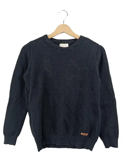 Oxmo Pullover Damen Gr. 40 L Schwarz Strukturmuster 100% Baumwolle