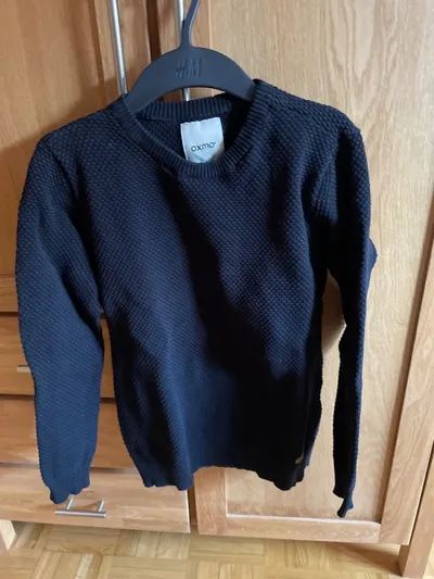Oxmo Pullover Damen Gr. 40 L Schwarz Strukturmuster 100% Baumwolle