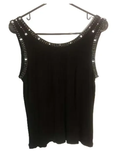 TUZZI Damen Top Gr. 40 Schwarz Strassbesatz Elegant Viskose