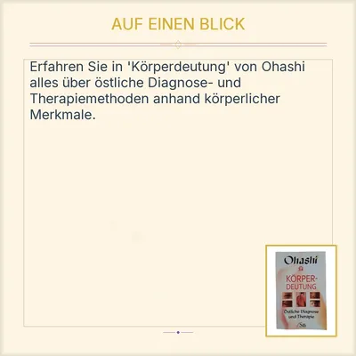 Körperdeutung Ohashi Östliche Diagnose Therapie Sachbuch Taschenbuch Deutsch