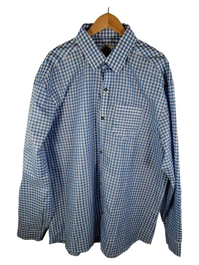 Trachtenkini Trachtenhemd Herren 4XL Blau Weiß Kariert Baumwolle Oktoberfest