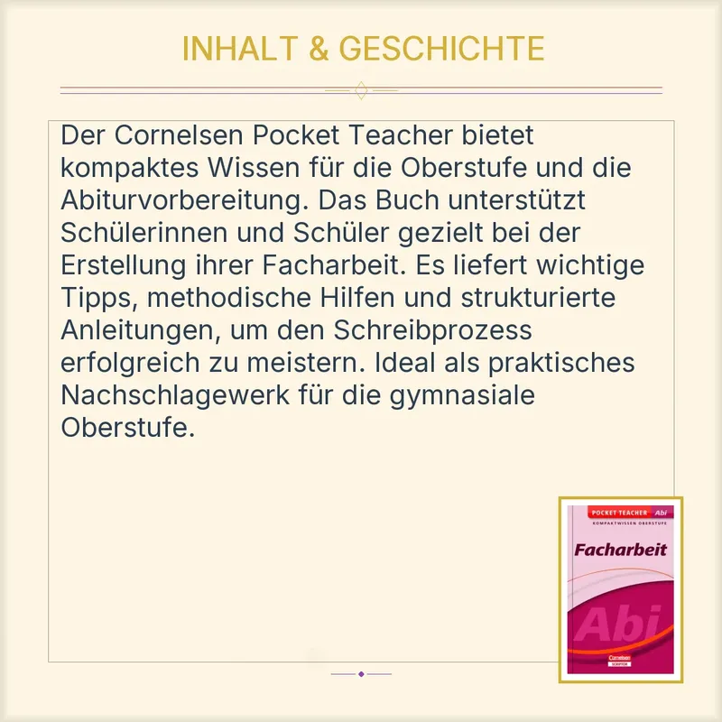 Cornelsen Pocket Teacher Facharbeit Oberstufe Abitur Prüfungsvorbereitung Buch 5