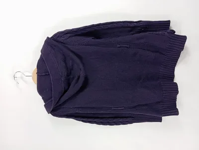 OKAY Strickjacke Lila Gr. 122 Zopfmuster Kapuze Baumwoll-Mix