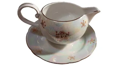 Kahla Sauciere Porzellan Vintage Blumenmuster Weiß 12 cm