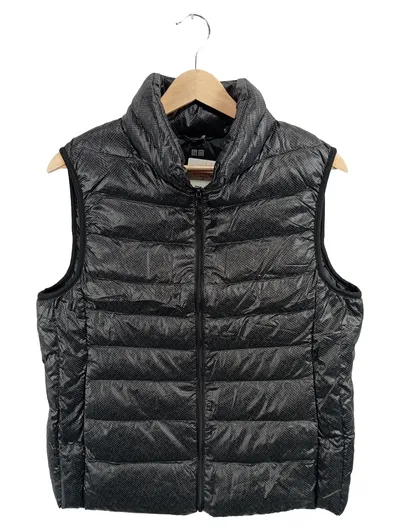 UNIQLO Herren Steppweste Fischgrätenmuster Gesteppt Schwarz Gr. 42 Casual