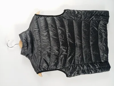 UNIQLO Herren Steppweste Fischgrätenmuster Gesteppt Schwarz Gr. 42 Casual