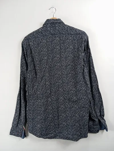 FIL NOIR Freizeithemd Herren Blau Blumenmuster Gr. 42 Baumwolle