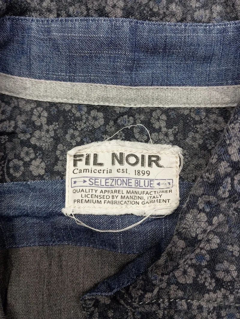 FIL NOIR Freizeithemd Herren Blau Blumenmuster Gr. 42 Baumwolle 4