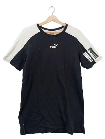 PUMA Damen T-Shirt Schwarz Gr. 38, M Sportlich Kurzarm Logo-Print
