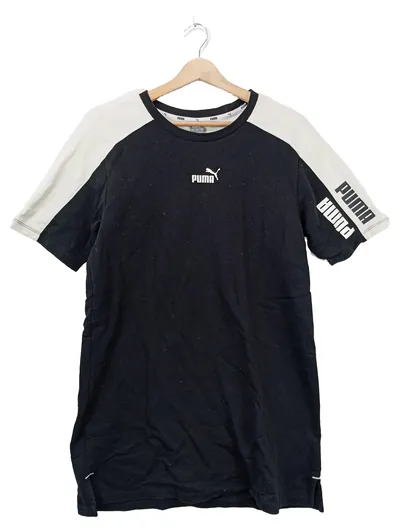 PUMA Damen T-Shirt Schwarz Gr. 38, M Sportlich Kurzarm Logo-Print