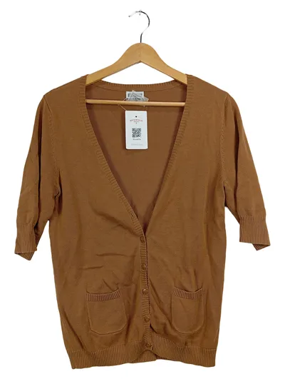 Street One Damen Strickjacke Cardigan Gr. 38 Braun Baumwolle 3/4-Arm
