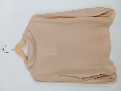 mint&berry Damen Bluse Gr. 36 S Beige Elegant Satin-Optik Plissee Langarm