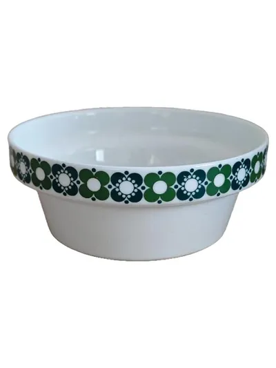 Thomas Germany Porzellan Schüssel Dekoschale Blumenmuster Grün Weiß Retro