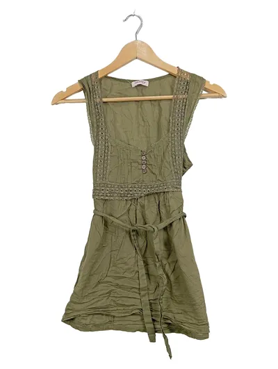 ORSAY Damen Top Trägertop Oliv Spitze Bohemian Gr. S 36