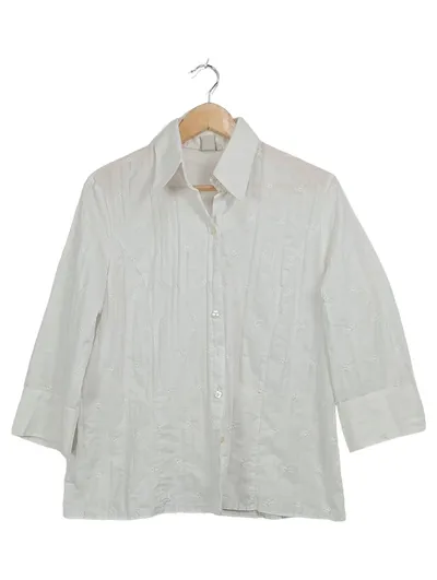 SE-Blusen Stenau Damen Bluse Weiß Gr. 40 Stickerei 3/4-Arm Baumwolle