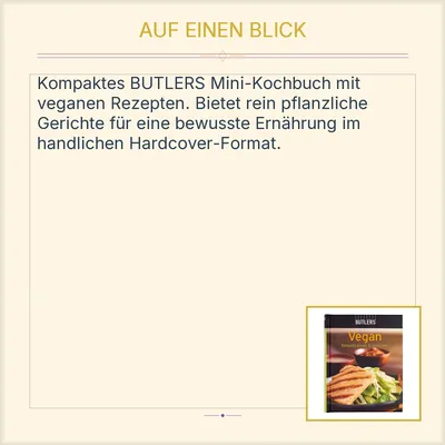BUTLERS Kochbuch Vegan "Bewusst essen & genießen" Mini Hardcover