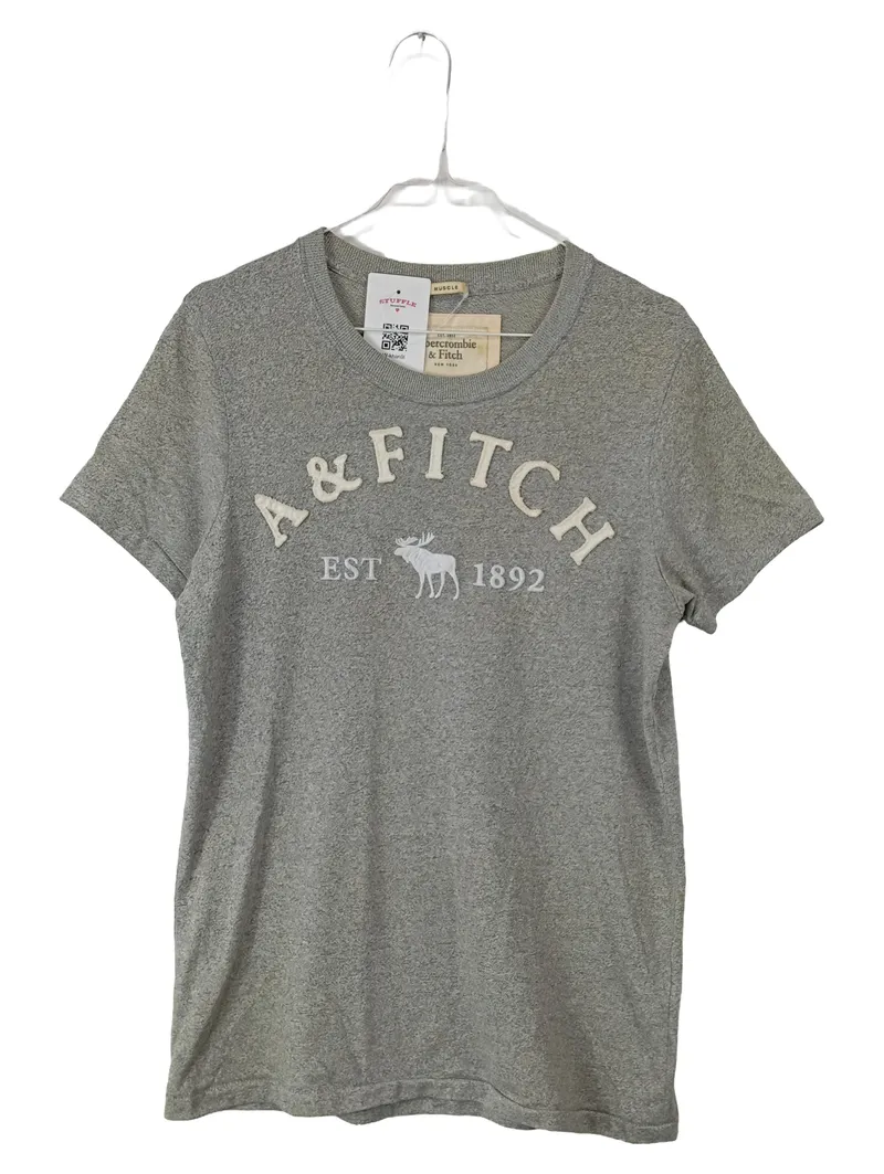 Abercrombie & Fitch Herren T-Shirt Gr. S Grau Logo Muscle Fit 1