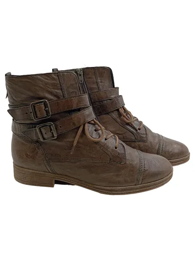 Gabor Damen Schnürstiefel Leder Braun Gr. 39.5