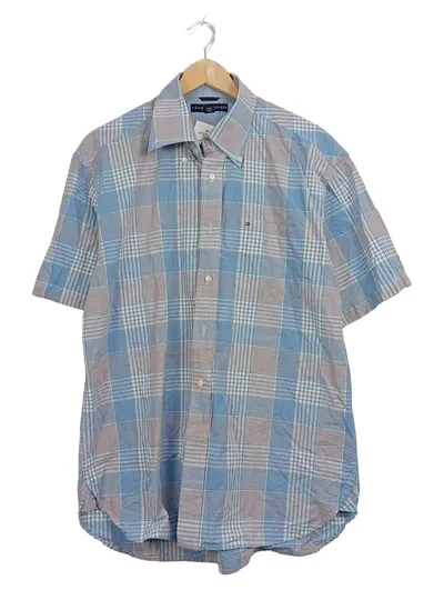 Tommy Hilfiger Herren Freizeithemd Kurzarm Kariert Blau Gr. XXL