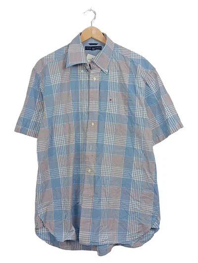 Tommy Hilfiger Herren Freizeithemd Kurzarm Kariert Blau Gr. XXL
