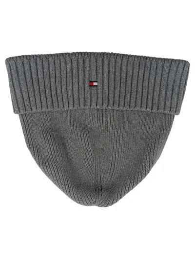 Tommy Hilfiger Beanie Mütze Herren Grau Rippstrick Baumwolle Casual