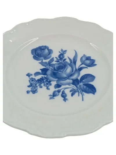 Schumann Arzberg Essteller Echt Cobalt Inglasur Blaues Rosenmuster 20cm