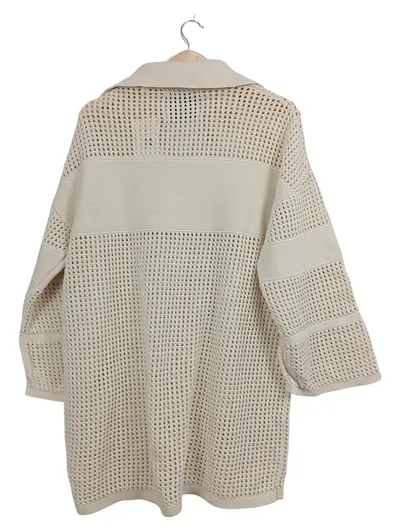 GANT Damen Pullover Beige Gr. 36 S Lochmuster Knopfleiste Casual