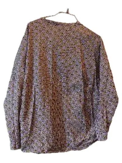 0039 Italy Damen Bluse Gr. L Geometrisch Retro Baumwolle Mehrfarbig