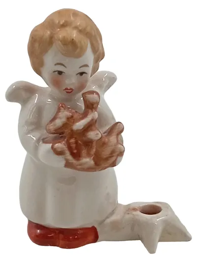 Goebel Engel mit Stern Kerzenhalter Porzellan Weiß 7cm W. Germany Weihnachten