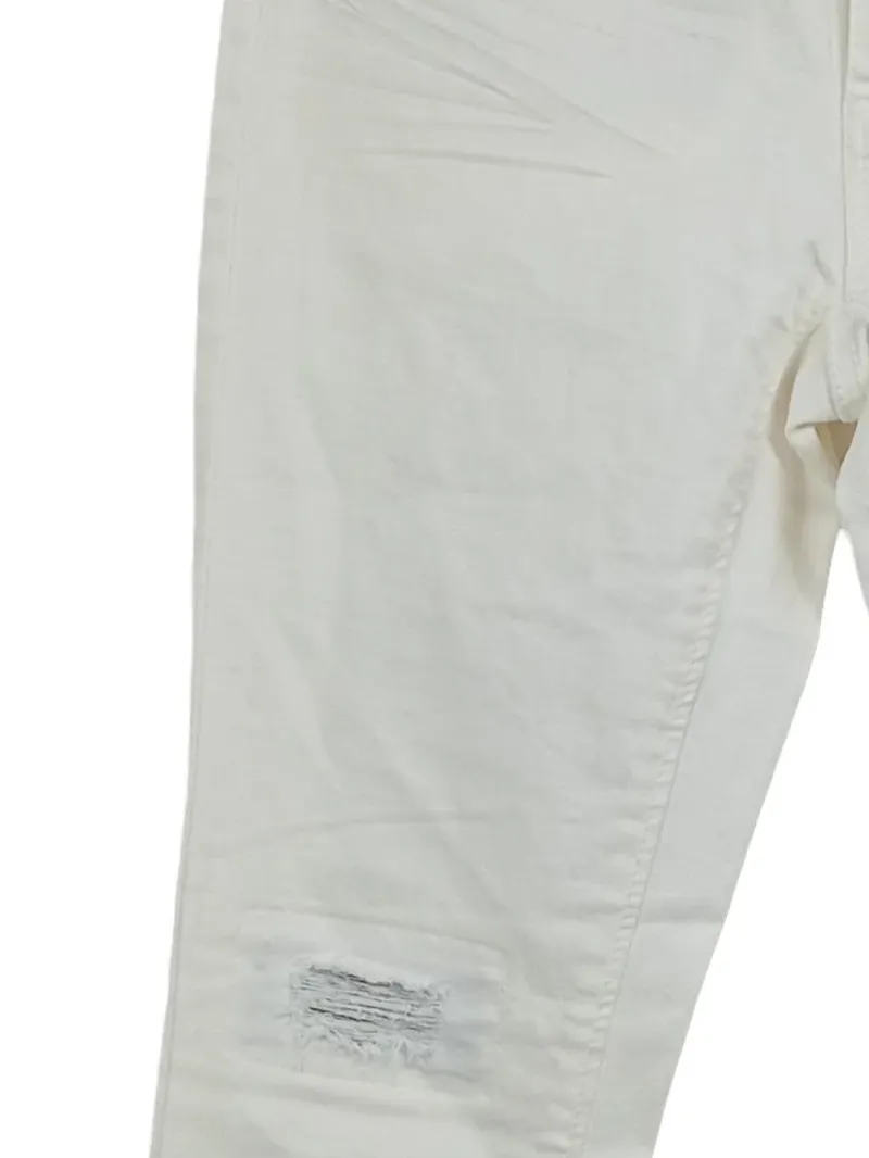 Marc Cain Destroyed Jeans Hose Damen Weiß Gr. 34 W26 XS Ripped Used Look 4