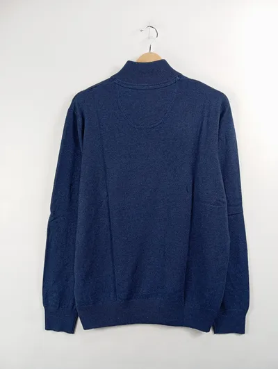 A.W. Dunmore Herren Pullover Gr. 52 XL Blau Seide Kaschmir Stehkragen Zip