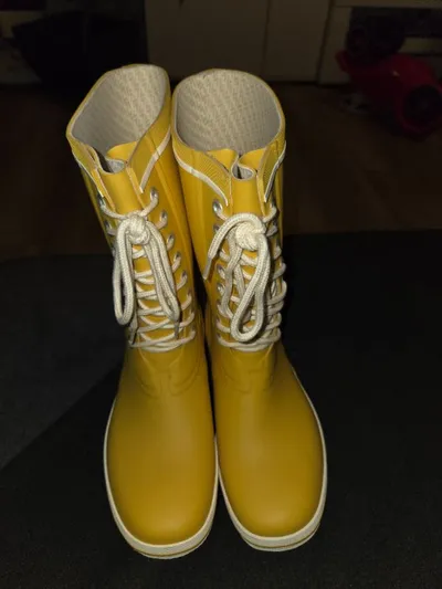 VIKING Retro Logg Gummistiefel Damen Gr. 39 Gelb Schnürung Regenstiefel