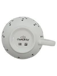 Clayre & Eef Kaffeetasse Tasse Punkte Gepunktet Weiß Porzellan 350ml Retro 2