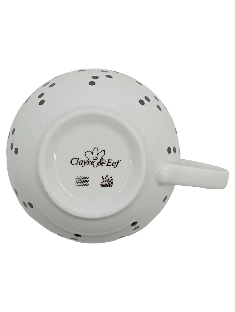 Clayre & Eef Kaffeetasse Tasse Punkte Gepunktet Weiß Porzellan 350ml Retro 2