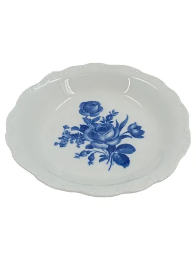 Schumann Arzberg Dekoschale Porzellan Weiß Blaues Rosenmotiv 20cm