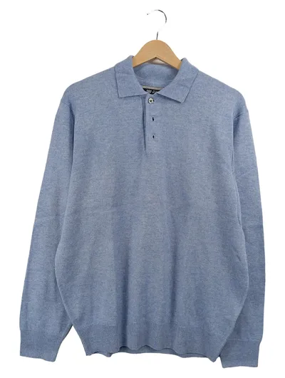 A.W. Dunmore Herren Pullover Gr. 52 XL Blau Seide Kaschmir Polokragen