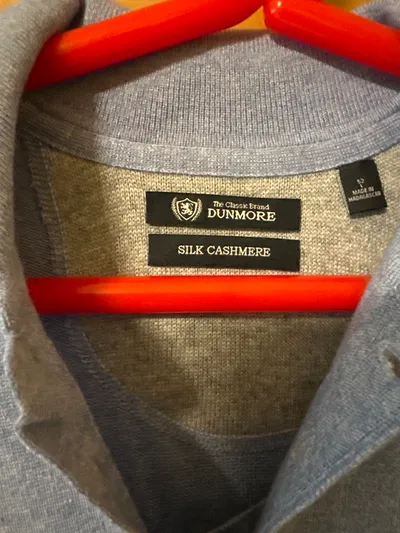 A.W. Dunmore Herren Pullover Gr. 52 XL Blau Seide Kaschmir Polokragen