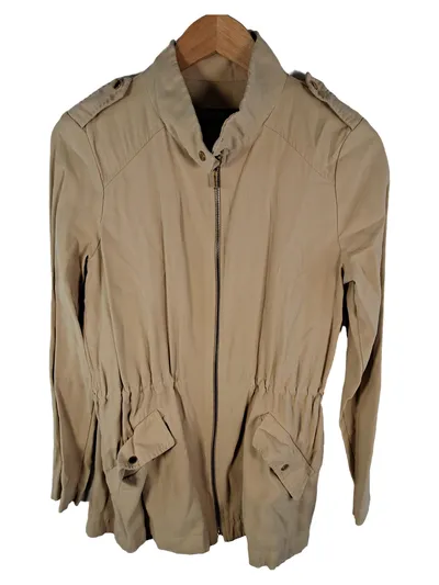 ZARA BASIC Damen Leichte Jacke Übergangsjacke Beige Gr. 34 XS Casual