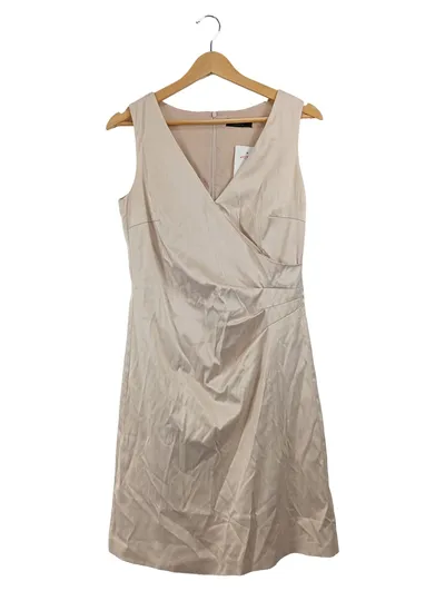 Esprit Damen Cocktailkleid Wickeloptik Beige Gr. 40 L Festlich