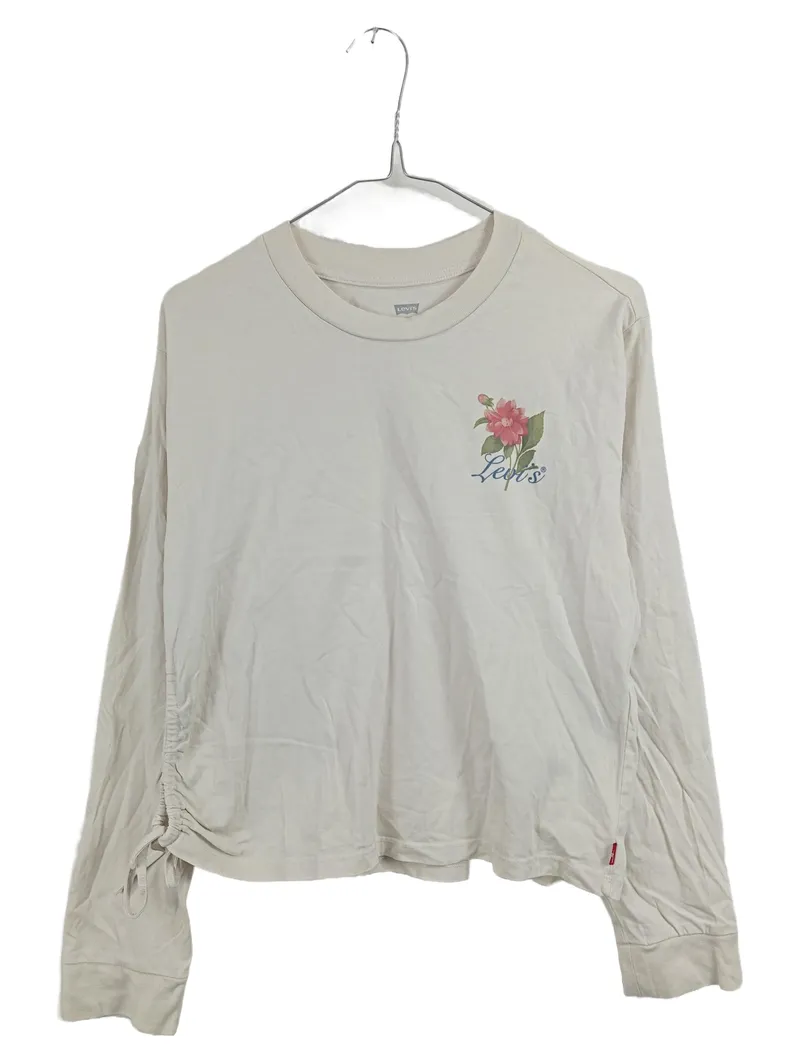Levi's Damen Langarmshirt Blumenprint Beige Gr. S Baumwolle Cropped 1