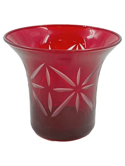 PartyLite Teelichthalter Sternschliff Set Glas Rot Weihnachten