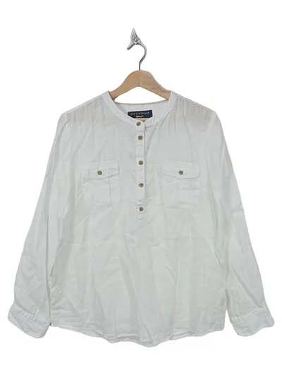 Paul Costelloe Damen Bluse Leinen Weiß Gr. 38 Casual