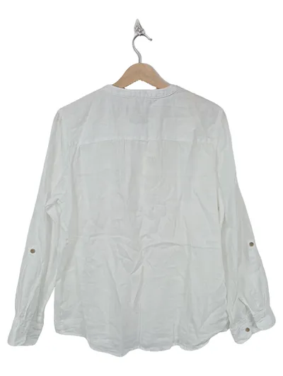 Paul Costelloe Damen Bluse Leinen Weiß Gr. 38 Casual