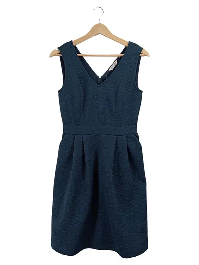 NAF NAF Etuikleid Damen Blau Gr. 34 XS Florales Muster Festlich