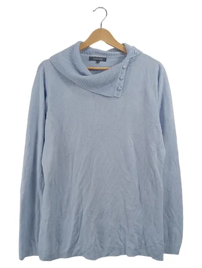 Adagio Damen Rollkragenpullover Blau Gr. 48 Zierknöpfe Casual