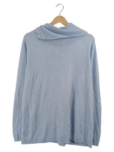 Adagio Damen Rollkragenpullover Blau Gr. 48 Zierknöpfe Casual
