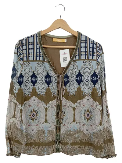 BiBA Damen Pullover Langarm Mehrfarbig Ethno Schnürung Gr. 48